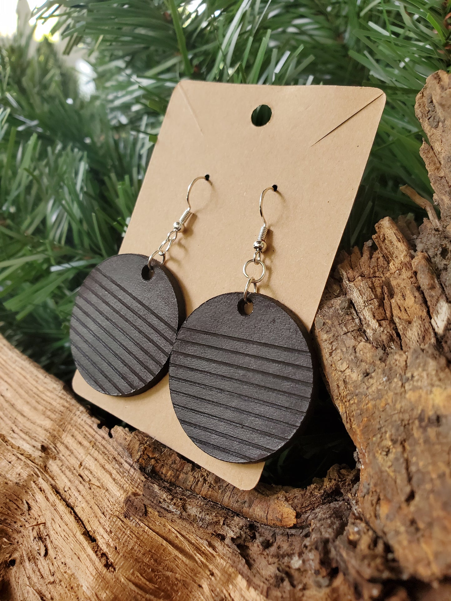 Round Leather Earrings