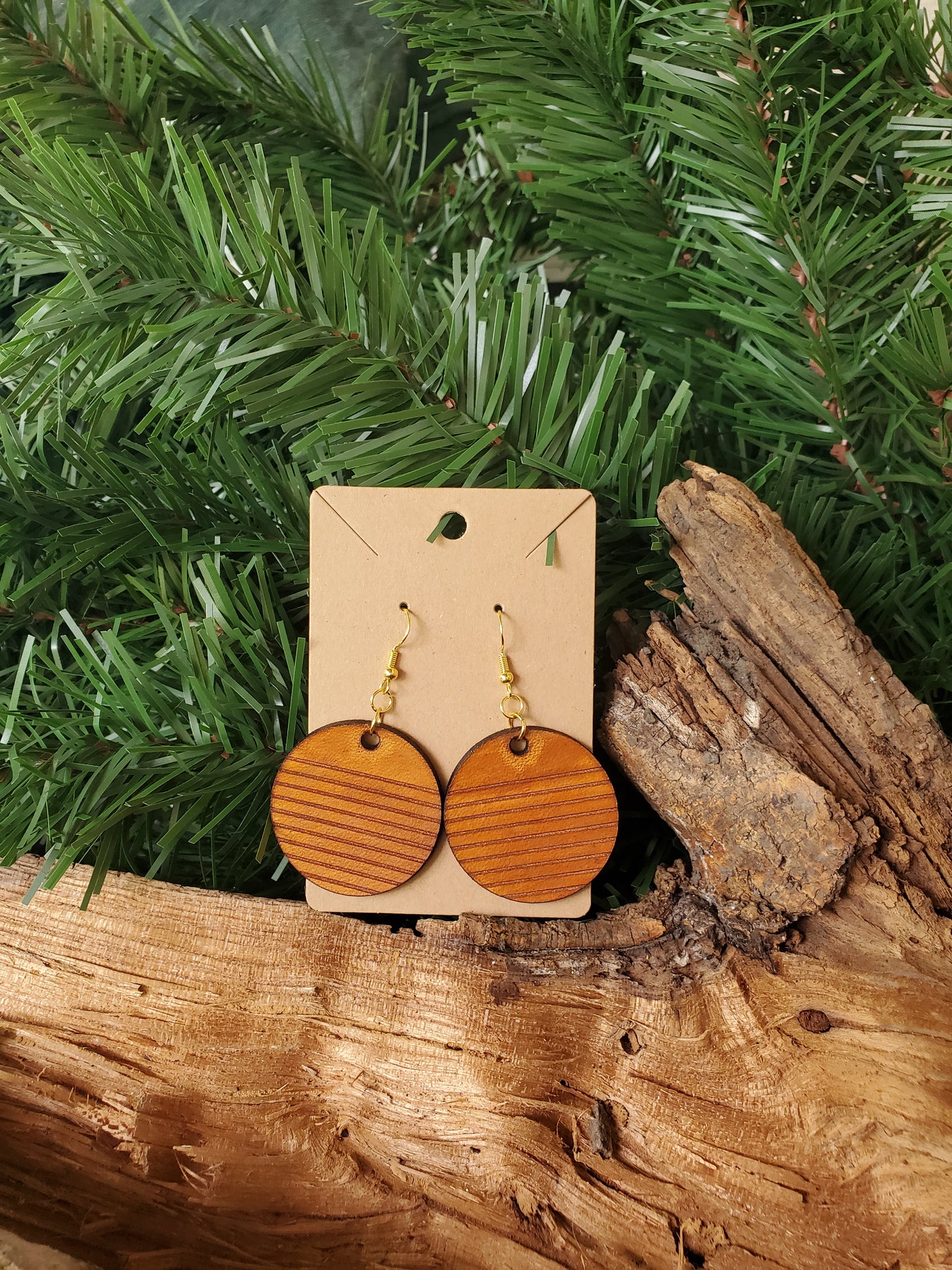 Round Leather Earrings